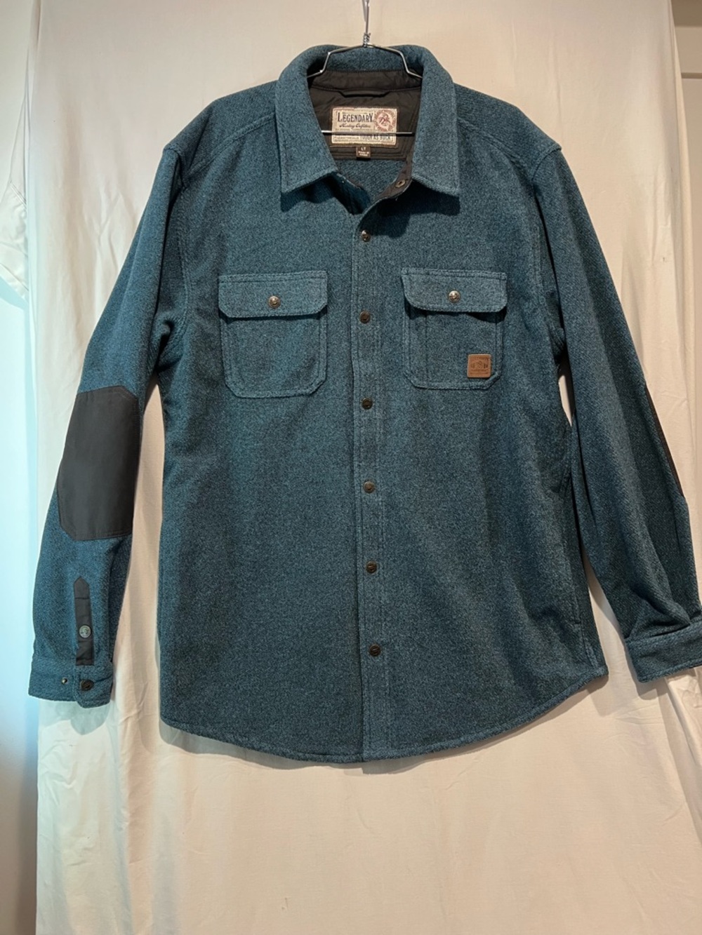 Legendary Whitetails Shirt Jacket LT Teal Utility Shacket Elbow Patch